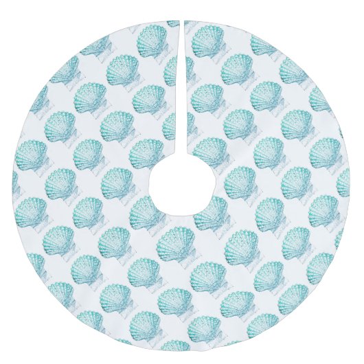 Meerjungfrau in aquamariner Aquarellfarbe Polyester Weihnachtsbaumdecke (Vorderseite)