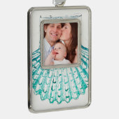 Meerjungfrau in aquamariner Aquarellfarbe Rahmen-Ornament Silber (Rechts)