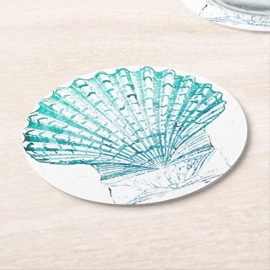 Meerjungfrau in aquamariner Aquarellfarbe Runder Pappuntersetzer (Angewinkelt)