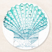 Meerjungfrau in aquamariner Aquarellfarbe Runder Pappuntersetzer (Vorderseite)