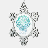 Meerjungfrau in aquamariner Aquarellfarbe Schneeflocken Zinn-Ornament (Rechts)