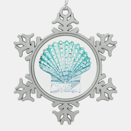 Meerjungfrau in aquamariner Aquarellfarbe Schneeflocken Zinn-Ornament (Vorderseite)