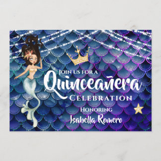 Meerjungfrau in blau unter dem Meer mit Masse Quin Einladung