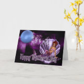 Meerjungfrau in Clam Muschel - Fantasy Mother Day Karte (Gelbe Blume)