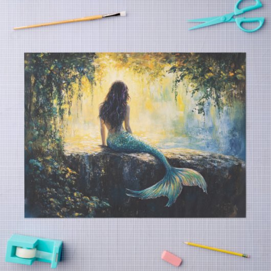 Meerjungfrau in Cove Painting Decoupage Seidenpapier (Basteln)