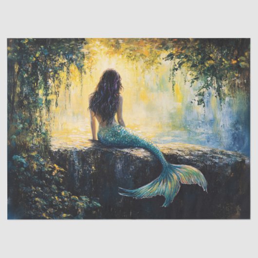 Meerjungfrau in Cove Painting Decoupage Seidenpapier (Vorderseite)