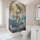 Meerjungfrau in den Ozeanwellen Duschvorhang (Beispiel)