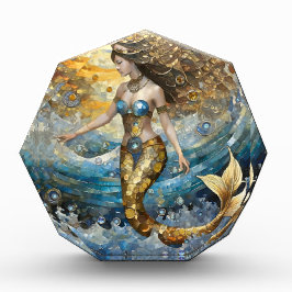 Meerjungfrau in den Ozeanwellen Fotoblock