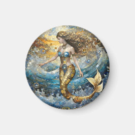 Meerjungfrau in den Ozeanwellen Magnet