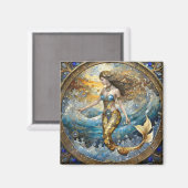 Meerjungfrau in den Ozeanwellen Magnet (Vorderseite/Rückseite)