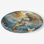 Meerjungfrau in den Ozeanwellen Pappteller (Schrägansicht)
