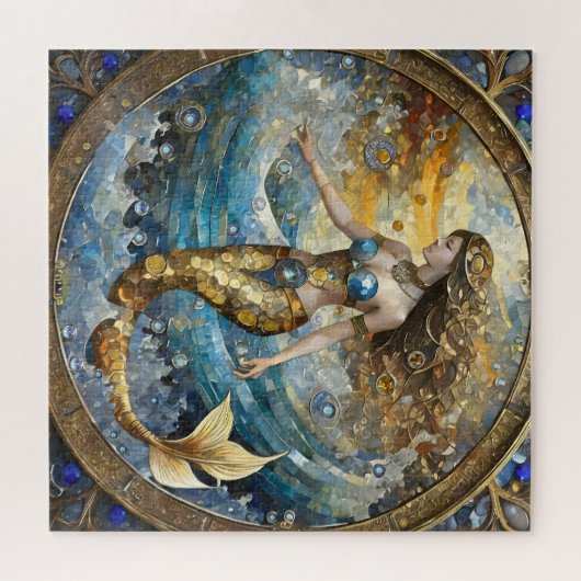 Meerjungfrau in den Ozeanwellen Puzzle (Horizontal)