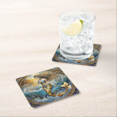 Meerjungfrau in den Ozeanwellen Rechteckiger Pappuntersetzer (Vor Ort)