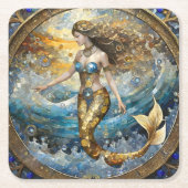 Meerjungfrau in den Ozeanwellen Rechteckiger Pappuntersetzer (Vorderseite)