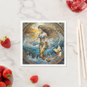 Meerjungfrau in den Ozeanwellen Serviette (Beispiel)