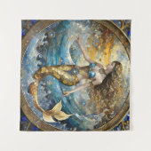 Meerjungfrau in den Ozeanwellen Wandteppich (Vorderseite (Horizontal))