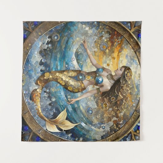 Meerjungfrau in den Ozeanwellen Wandteppich (Vorderseite (Horizontal))