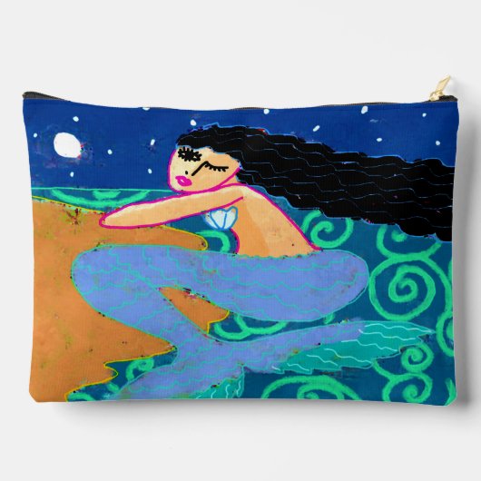 Meerjungfrau in der Abstrakten Kunst des Mondes Zubehörtasche (Rückseite)