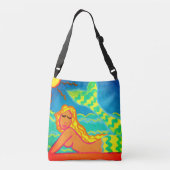 Meerjungfrau in der Abstrakten Kunst des Sonnensch Tragetaschen Mit Langen Trägern (Rückseite)