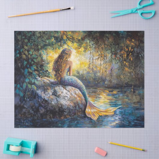 Meerjungfrau in der Grotto-Malerei Dekoupage Seidenpapier (Basteln)