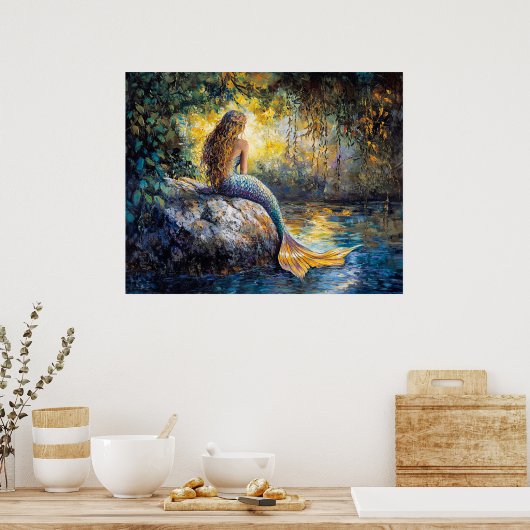 Meerjungfrau in der Grotto-Malerei Poster (Küche)