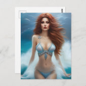Meerjungfrau in einem blauen Bikini Postkarte (Vorne/Hinten)