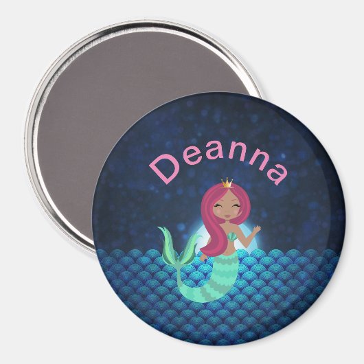 Meerjungfrau in einem magischen Mondlicht-Magnet Magnet (Vorderseite/Rückseite)