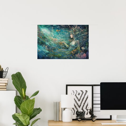 Meerjungfrau in einem Riff Poster (Heimbüro)