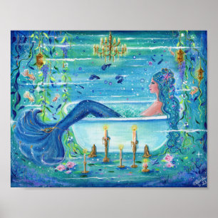 Meerjungfrau in einer Badewanne von Renee Lavoie Poster