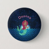 Meerjungfrau in Grün und Blau in Mondlicht Button (Vorderseite)