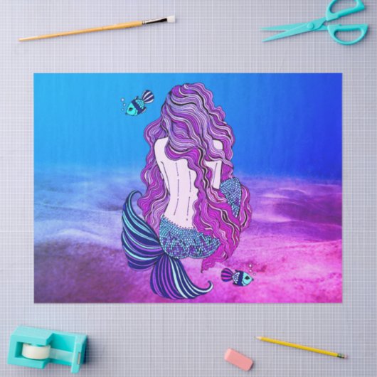 Meerjungfrau in Meerrettich Seidenpapier (Basteln)