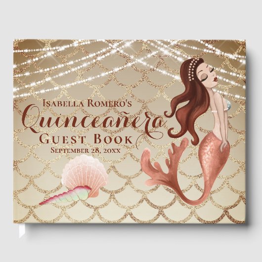 Meerjungfrau in Rose Gold unter dem Meeresspiegel Gästebuch (Vorderseite)