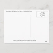 Meerjungfrau in Weihnachtsmannmütze- und Weihnacht Feiertagspostkarte (Rückseite)