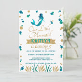 Meerjungfrau jedes Alter zum Geburtstag Einladung (Stehend Vorderseite)