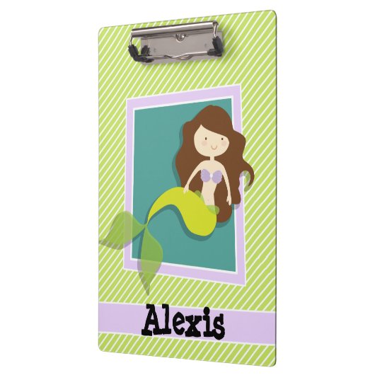 Meerjungfrau; Kalkgrün und Weiß Streifen Klemmbrett (Links)