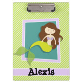 Meerjungfrau; Kalkgrün und Weiß Streifen Klemmbrett (Vorderseite)