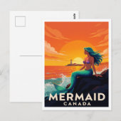 Meerjungfrau Kanada Fantasy Sonnenuntergang Vintag Postkarte (Vorne/Hinten)