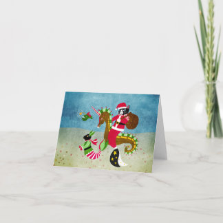 Meerjungfrau Katze Weihnachtskarte Feiertagskarte