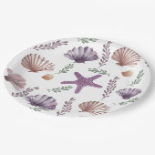 Meerjungfrau Kindergeburtstag Lila Muster Pappteller (Schrägansicht)