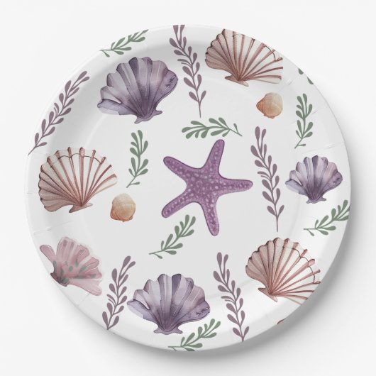 Meerjungfrau Kindergeburtstag Lila Muster Pappteller (Vorderseite)