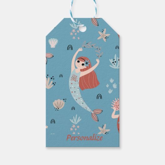 Meerjungfrau Kindergeburtstag Party Geschenkanhänger (Vorderseite)
