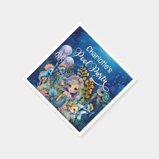 Meerjungfrau Kinderpool Party Serviette (Ecke)