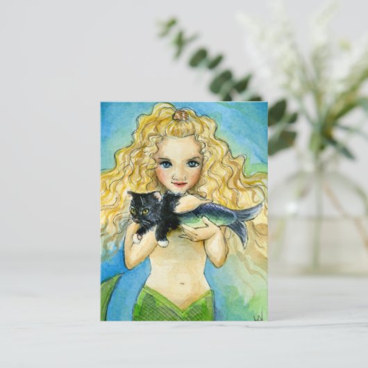 Meerjungfrau, Kunsthandwerkskarte Postkarte (Stehend Vorderseite)