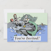 Meerjungfrau Küstenart niedlich Cartoon Beach Kind Einladung (Vorderseite)