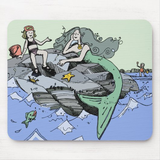 Meerjungfrau Küstenart niedlich Cartoon Beach Kind Mousepad (Vorne)