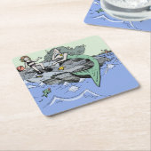 Meerjungfrau Küstenart niedlich Cartoon Beach Kind Rechteckiger Pappuntersetzer (angewinkelt)