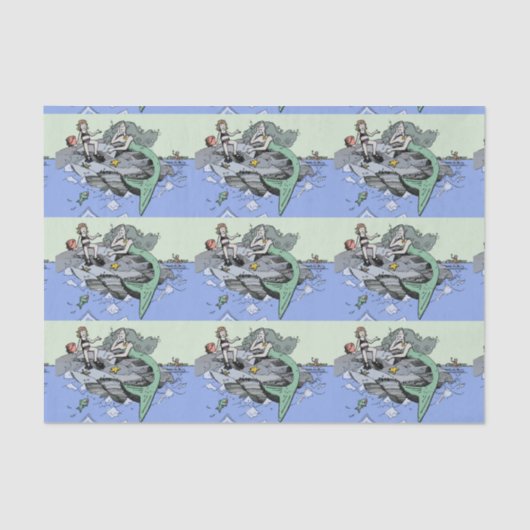 Meerjungfrau Küstenart niedlich Cartoon Beach Kind Seidenpapier (Vorderseite)