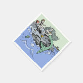 Meerjungfrau Küstenart niedlich Cartoon Beach Kind Serviette (Ecke)