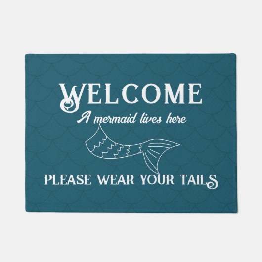 Meerjungfrau lebt hier sonnige Aquamarine Türmatte (Vorderseite)