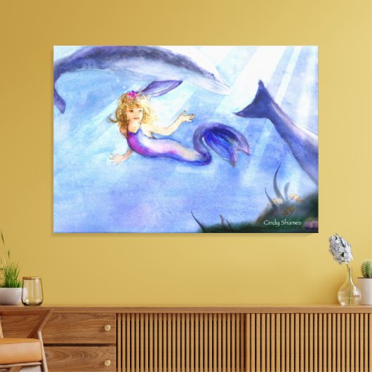 Meerjungfrau-Leinwand Leinwanddruck (Insitu (Wohnzimmer))